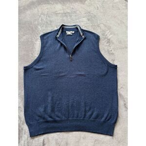 Peter Millar Men's Golf Sweater Vest Cashmere Blend 1/4‎ Zip Navy Blue Size XL